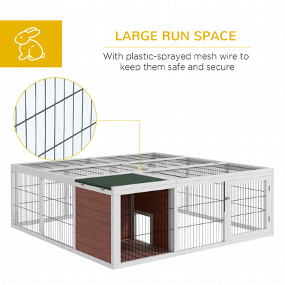 PawHut 64″ Wooden Outdoor Rabbit Hutch & Covered Playpen