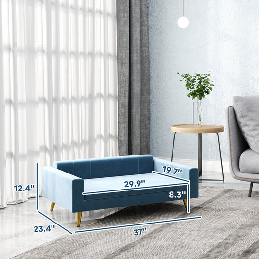 PawHut Modern Pet Bed, Cat or Dog Sofa, Velvety Dog Couch for Small to Medium Dogs, Dark Blue