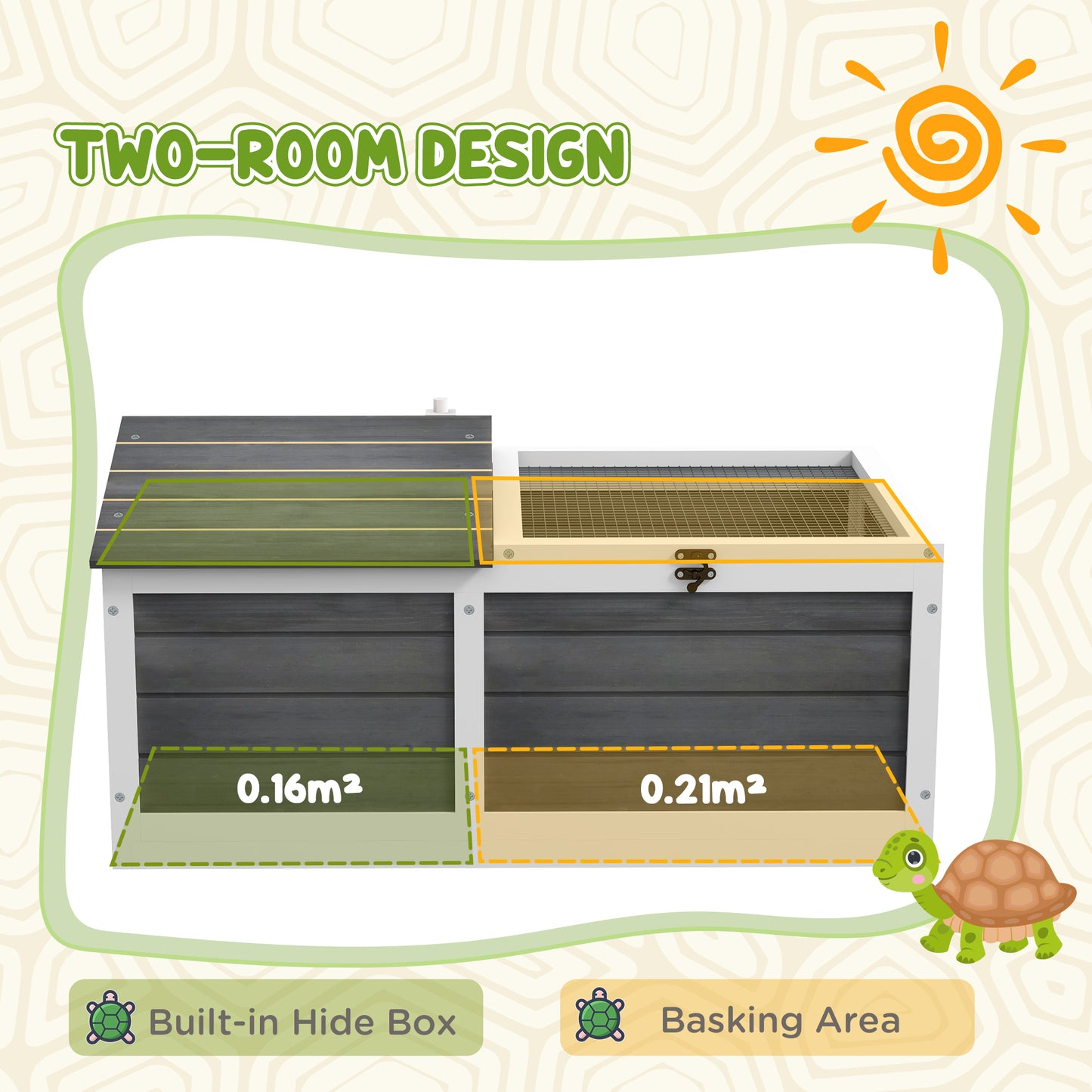 PawHut 34" Wooden Tortoise Habitat Tortoise Enclosure Indoor/Outdoor Use