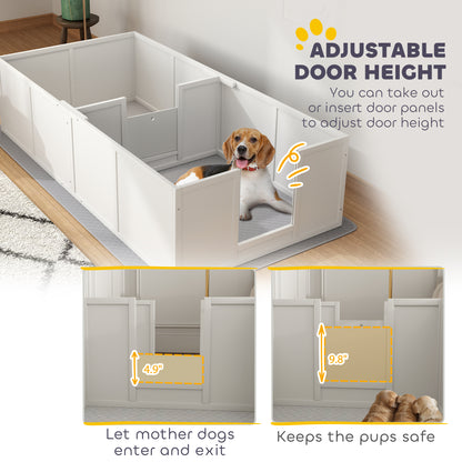 PawHut Whelping Box for Dogs and Puppies w/ Waterproof Pee Pad & Adjustable Door for Medium, Small Dogs, 77" x 38" x 19"
