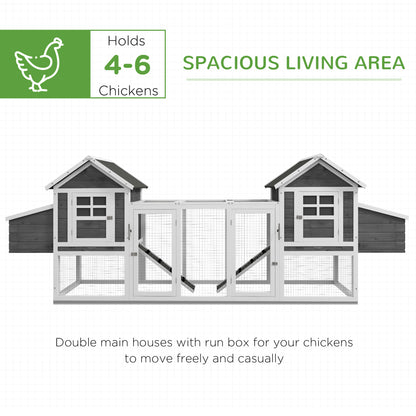 PawHut 124" Dual Chicken Coop, Large Chicken House, Gray
