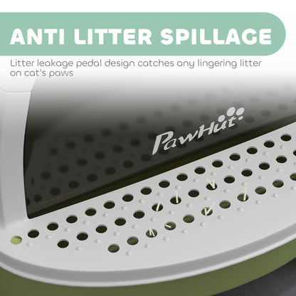 PawHut Covered Cat Litter Box with Lid, Scoop, Deodorizing Bags for Odor Control, Privacy, Easy to Clean, Green