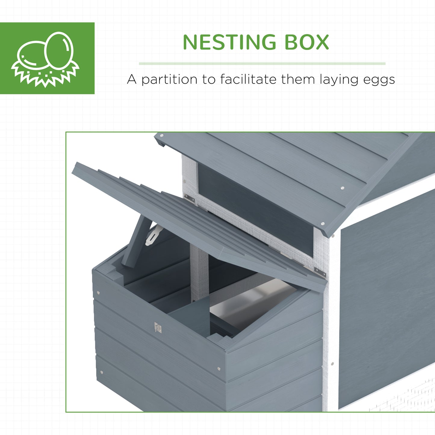 PawHut 59" Small Wooden Chicken Coop Hen House Poultry Cage for Outdoor Backyard with 2 Doors, Nesting Box and Removable Tray, White