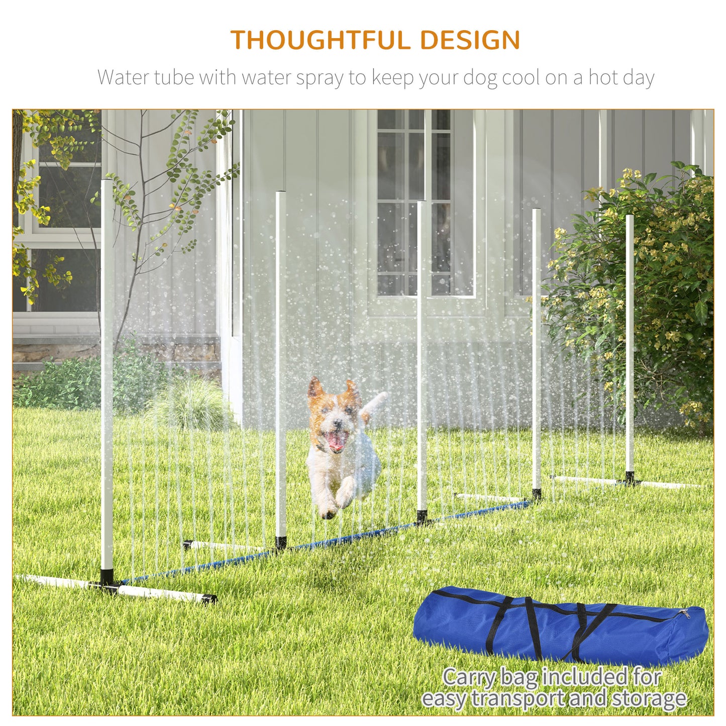 PawHut 2pc Dog Agility Training Equipment Set with Spray Water Tube, White
