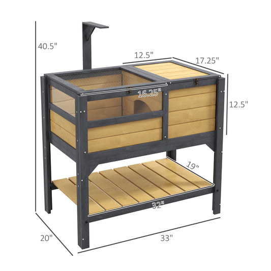 PawHut Tortoise Habitat with Shelf Storage Tortoise Gift Accessory with Weather Protection for Indoor, Yellow