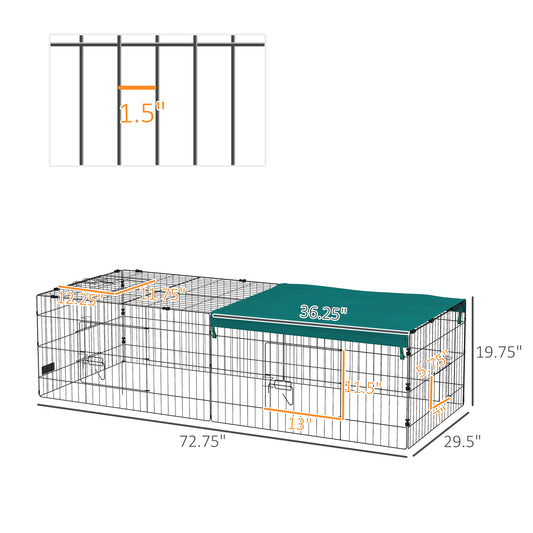 PawHut 73" Outdoor Playpen for Rabbits, Chickens, Chinchillas – Green
