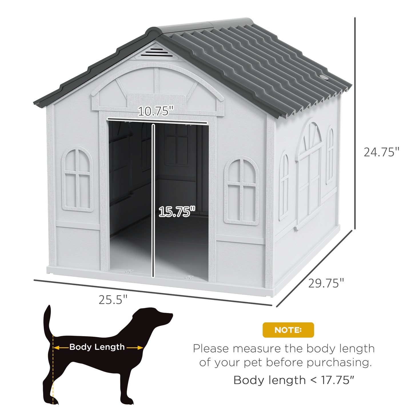 PawHut Pet House Water Resistant Puppy Shelter with Door for Indoor Outdoor, Easy to Assemble, for Small/Medium Dogs, Gray