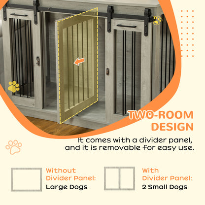 PawHut Modern Dog Crate End Table with Divider Panel, Gray