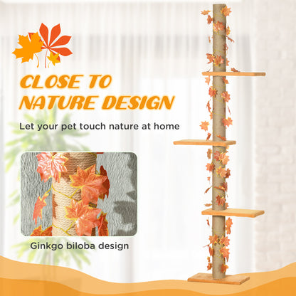 Pawhut Floor to Ceiling Cat Tree with Adjustable Height 80"- 95