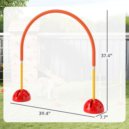 PawHut 4 Piece Dog Agility Equipment w/ 4 Adjustable Width Doors, Carry Bag, Easy Assemble & Portable, Orange
