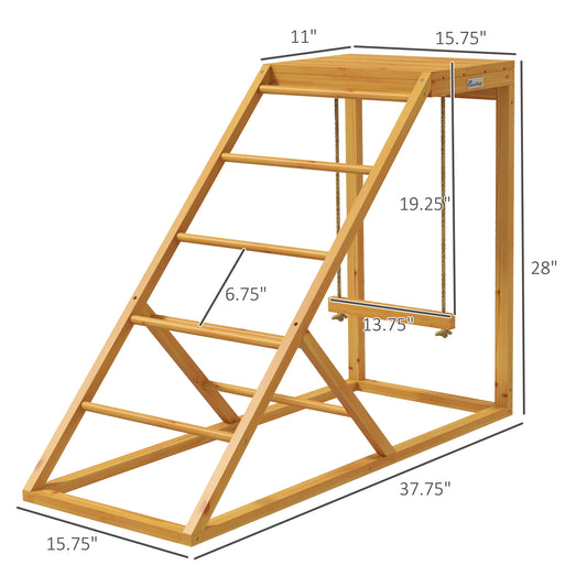 PawHut Chicken Activity Play for Healthy & Happy Animals with Chicken Perches & Hen Ladder, Chicken Coop Toy, Yellow