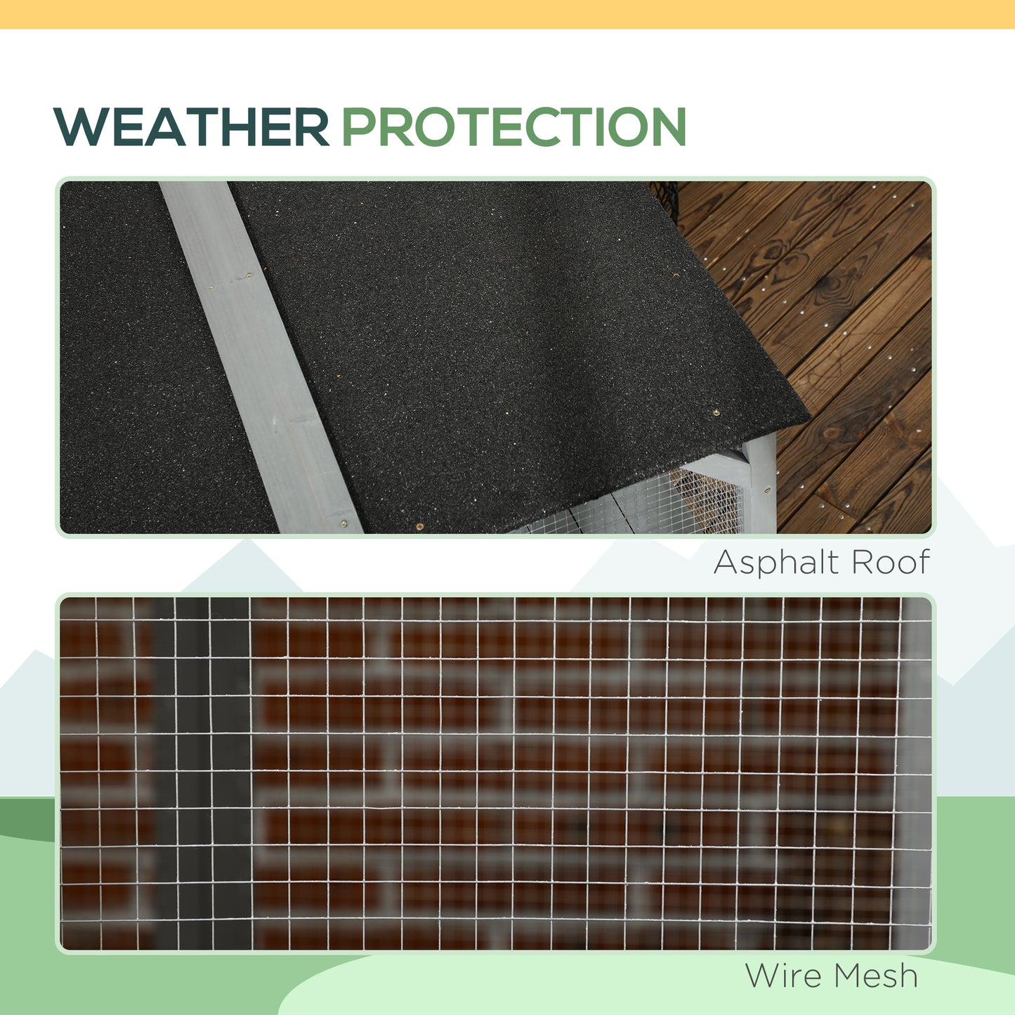 PawHut Catio Outdoor Cat Enclosure, Large Wood Kitten Cat House Enclosure with 3-Level Design, Weatherproof Roof, Big Hiding Areas, Multiple Platforms, Resting Box, 45"H, Gray