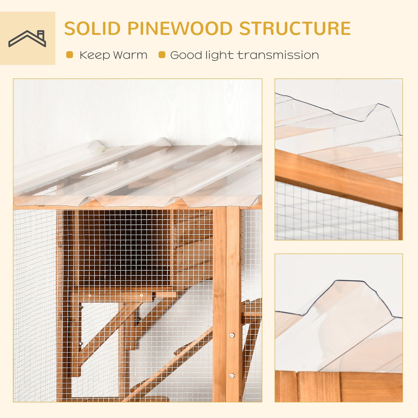 PawHut Catio Playground Cat Window Box Outside Enclosure for Multiple Cats w/ Shelves & Bridges, Orange