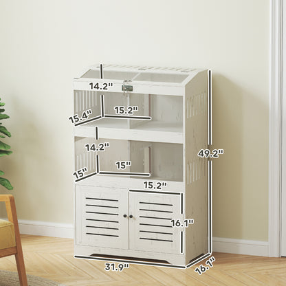PawHut Multi-Pet Hamster Cage w/ Storage Cabinet – Cream White (31.9")