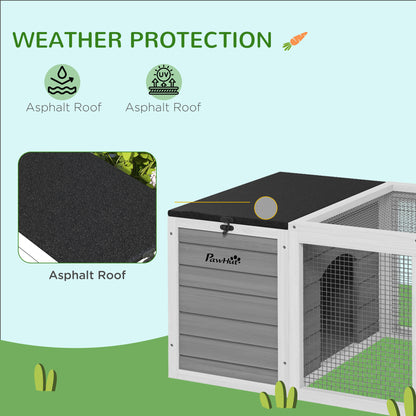 PawHut 55″ Outdoor Rabbit Hutch – Dual Living Areas & Asphalt Roofs