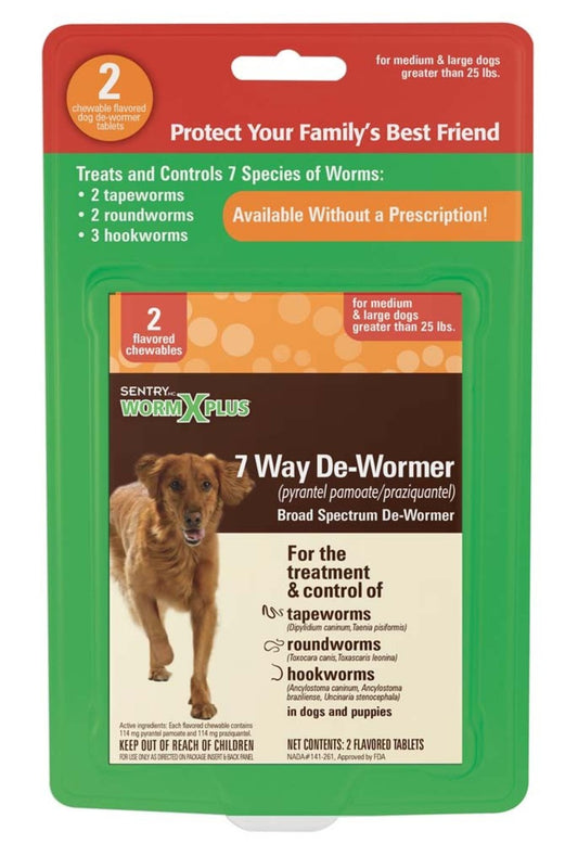 SENTRY Worm X Plus 7 Way De-Wormer for Large Dogs 1ea/2 ct